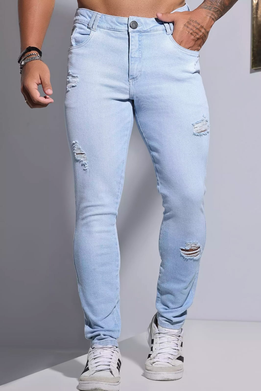 CALÇA MASCULINA PIT BULL JEANS ESTILOSA COM LAVADO CLARA Ref: 84227