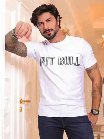 Camiseta Masculina Confortável e Estilosa com Relevo Metalizado Pit Bull Jeans Ref: 86706