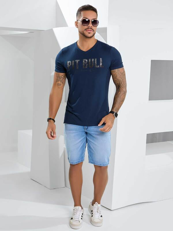 CAMISETA GOLA V MASCULINA  PIT BULL Ref: 81958