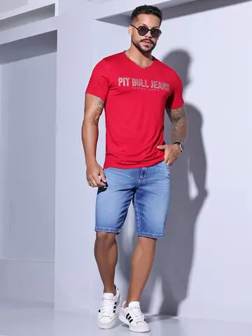 CAMISETA MASCULINA GOLA V COM LOGOMANIA PIT BULL JEANS 83825