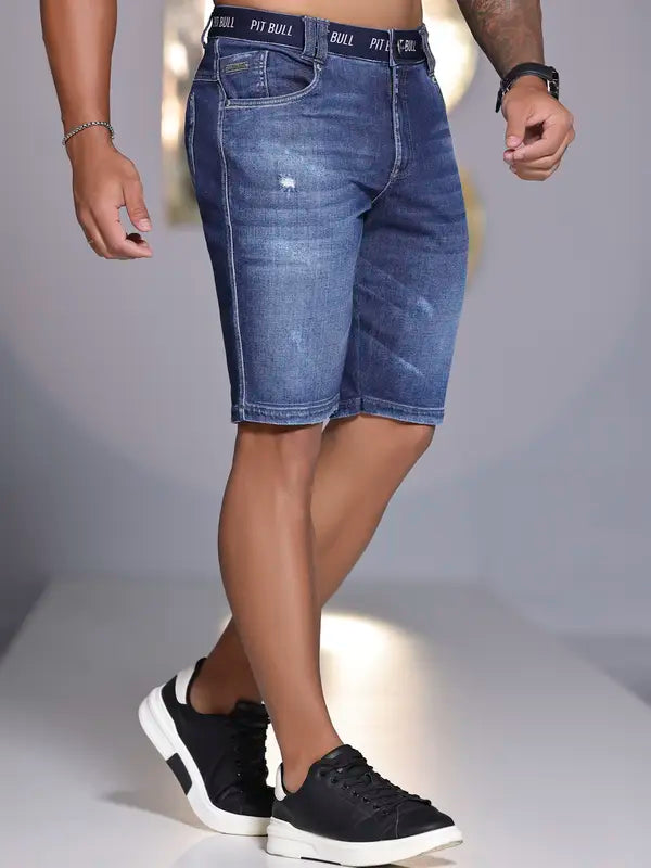 BERMUDA MASCULINA ESTILO DESTROYED COM ELÁSTICO NO CÓS PIT BULL JEANS Ref: 84623