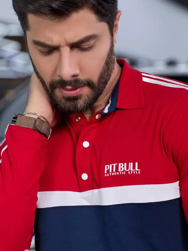 CAMISETA POLO MASCULINA SLIM MANGA LONGA COM LISTRAS 83506