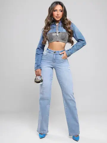 Calça Wide Leg Clara Elegante e Confortável Pit Bull Jeans Ref: 87738