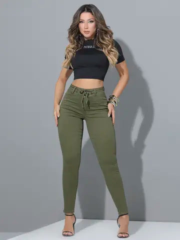 CALÇA JOGGER FEMININA PIT BULL JEANS CONFORTÁVEL E MODELADORA COM CORDÃO Ref: 87281