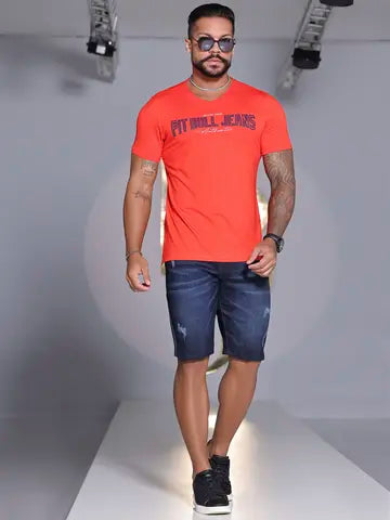 BERMUDA MASCULINA COM DETALHE NA ESCRITA A LASER PIT BULL JEANS Ref: 86730