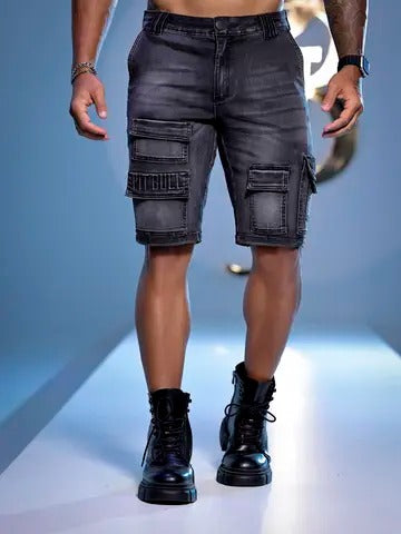 BERMUDA CARGO PIT BULL JEANS COM LAVADO ESCURO Ref: 84634
